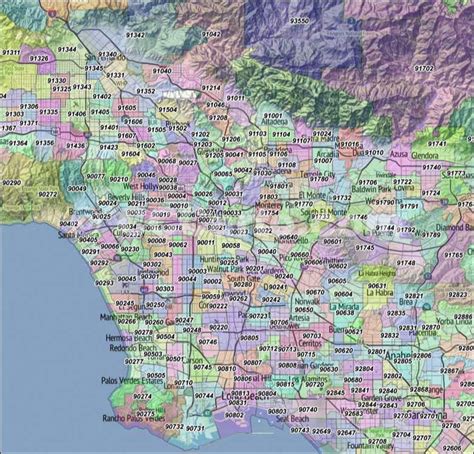 Los Angeles Zip Codes map